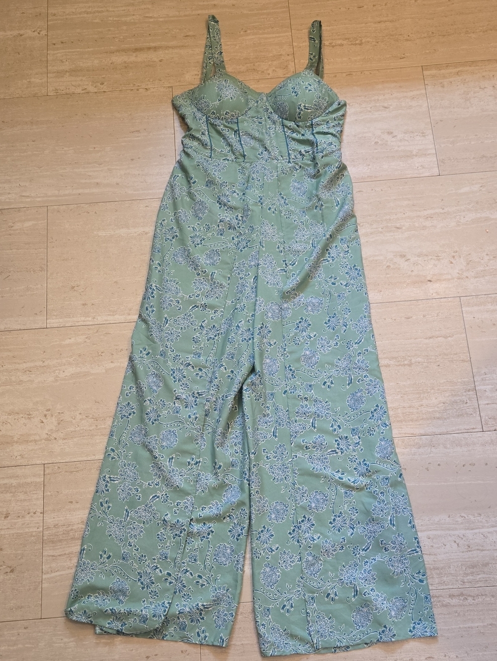 Band of the Free Green Floral Boho Print Pants Romper/Jumpsuit